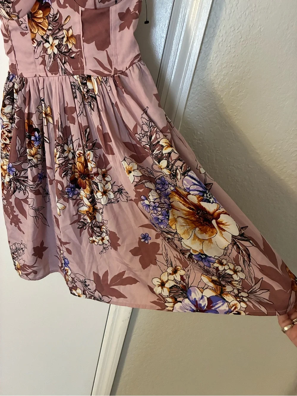 Band of Gypsies Dusty Rose Floral Bustier Mini Dress